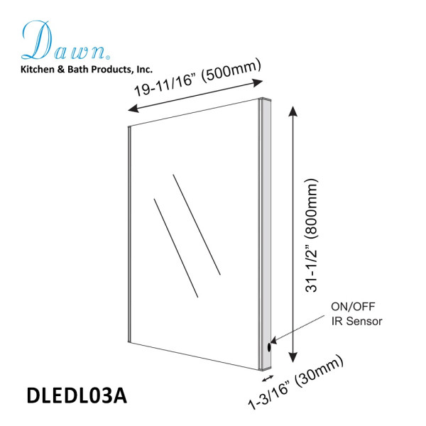 Dawn DLEDL03A LED Back Light Mirror w/ Gloss Aluminum Frame and IR Sensor