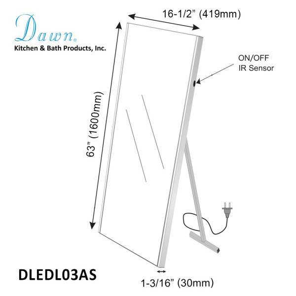 Dawn DLEDL03AS LED Back Light Free Standing Mirror w/ IR Sensor