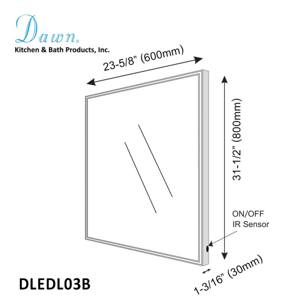 Dawn DLEDL03B LED Back Light Mirror w/ Gloss Aluminum Frame and IR Sensor