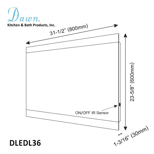 Dawn DLEDL36 LED Back Light Mirror With Matte Aluminum Frame And IR Sensor
