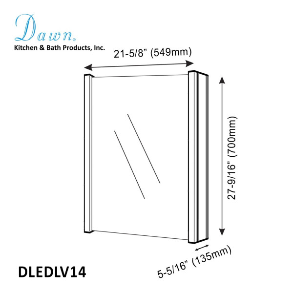 Dawn DLEDLV14 LED Medicine Cabinet w/ Matte Aluminum Frame & Dimmer Sensor