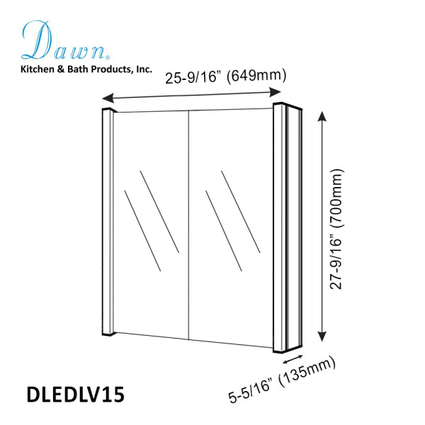 Dawn DLEDLV15 LED Wall Mirror Medicine Cabinet w/ White Frame & IR Sensor