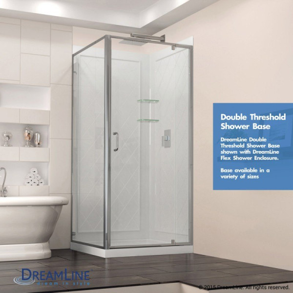 DreamLine DLT-103232 SlimLine 32 Inch by 32 Inch Double Threshold Shower Base