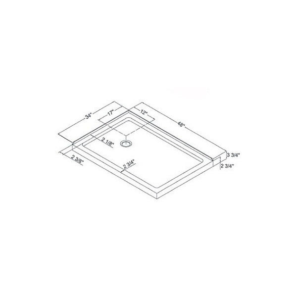 DreamLine DLT-103448 White SlimLine 34" by 48" Double Threshold Shower Base