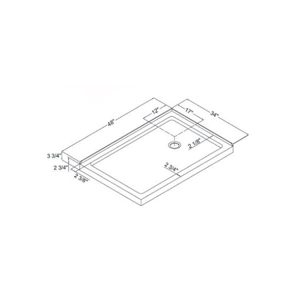 DreamLine DLT-103448 White SlimLine 34" by 48" Double Threshold Shower Base
