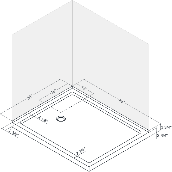 DreamLine DLT-103648-22 SlimLine 36"x48" Double Threshold Shower Base In Biscuit