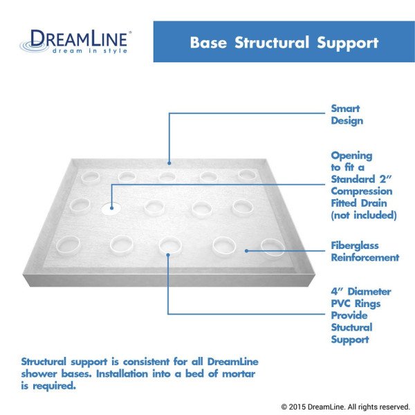 DreamLine DLT-103648-22 SlimLine 36"x48" Double Threshold Shower Base In Biscuit