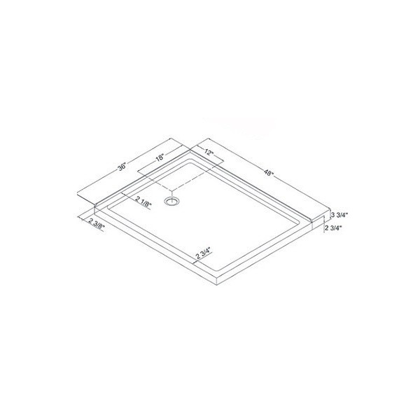 DreamLine DLT-103648 White SlimLine 36" by 48" Double Threshold Shower Base