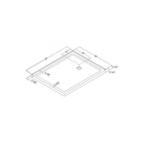 DreamLine DLT-103648 White SlimLine 36" by 48" Double Threshold Shower Base