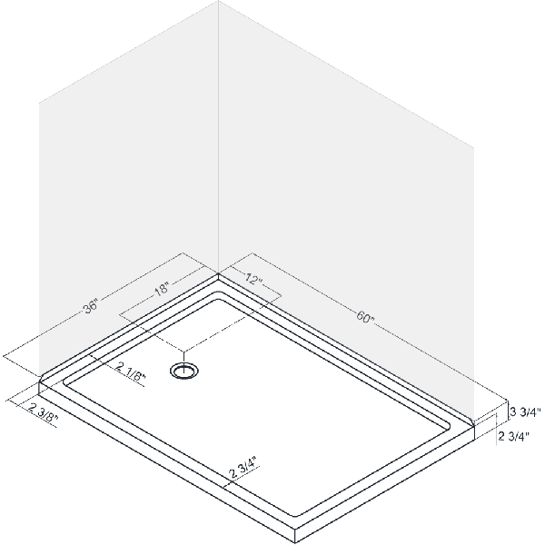 DreamLine DLT-103660-22 SlimLine 36 x 6" Double Threshold Shower Base In Biscuit