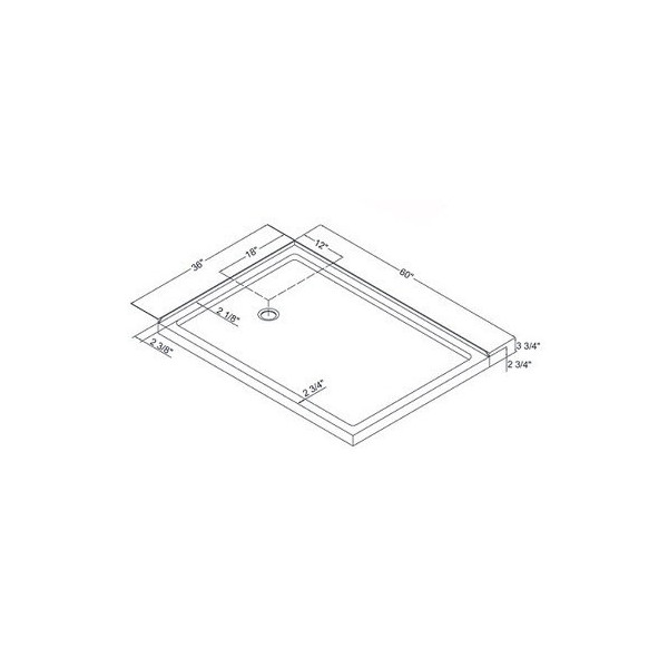 DreamLine DLT-103660 White SlimLine 36" by 60" Double Threshold Shower Base