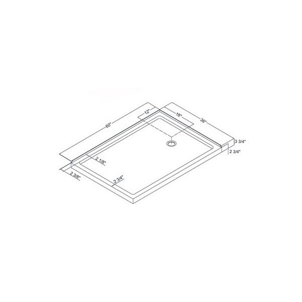DreamLine DLT-103660 White SlimLine 36" by 60" Double Threshold Shower Base