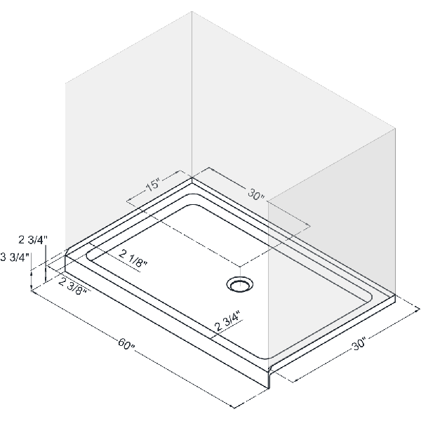 DreamLine DLT-113060-88 SlimLine Single Threshold Shower Base In Black Color