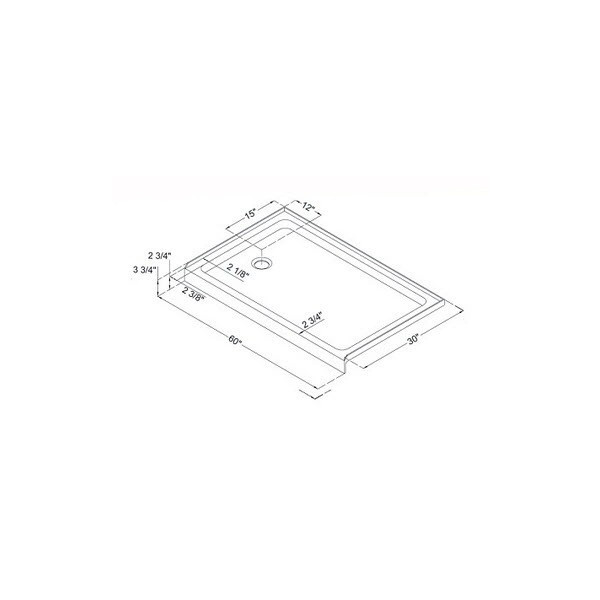 DreamLine DLT-113060 White SlimLine 30" by 60" Single Threshold Shower Base