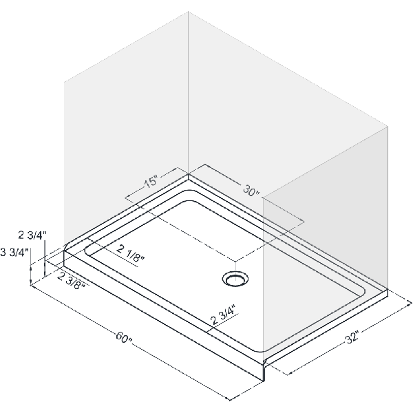 DreamLine DLT-113260-22 SlimLine Biscuit 32" x 60" Single Threshold Shower Base