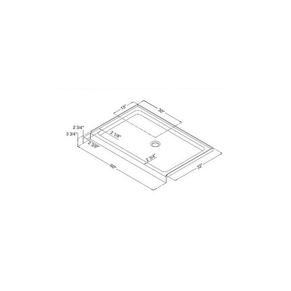 DreamLine DLT-113260 White SlimLine 32" by 60" Single Threshold Shower Base