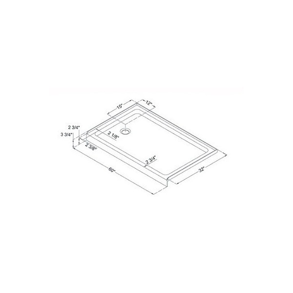 DreamLine DLT-113260 White SlimLine 32" by 60" Single Threshold Shower Base