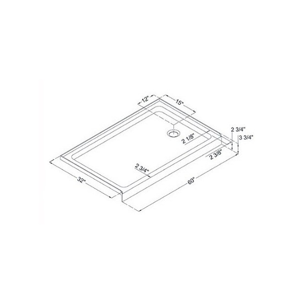 DreamLine DLT-113260 White SlimLine 32" by 60" Single Threshold Shower Base
