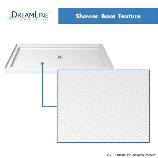 DreamLine DLT-113442 SlimLine Single Threshold Shower Base Center Drain Base