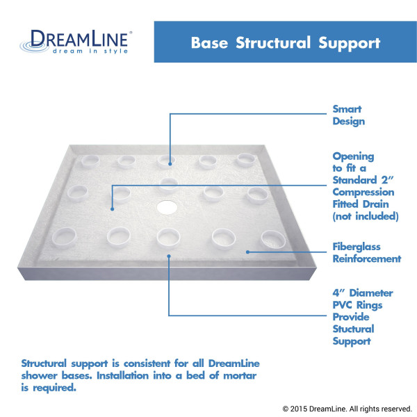 DreamLine DLT-113448 SlimLine 34" by 48" Single Threshold Shower Center Drain