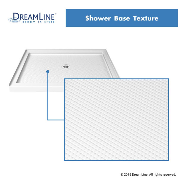 DreamLine DLT-113448 SlimLine 34" by 48" Single Threshold Shower Center Drain