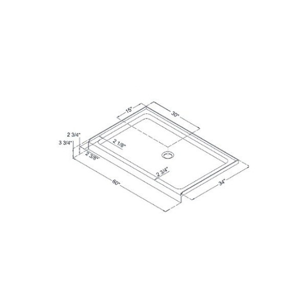 DreamLine DLT-113460 White SlimLine 34" by 60" Single Threshold Shower Base