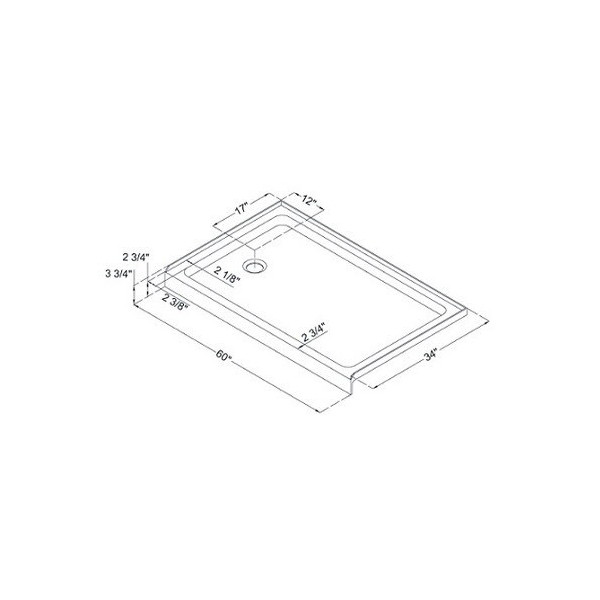 DreamLine DLT-113460 White SlimLine 34" by 60" Single Threshold Shower Base