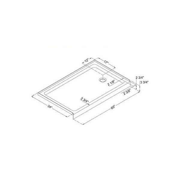 DreamLine DLT-113460 White SlimLine 34" by 60" Single Threshold Shower Base