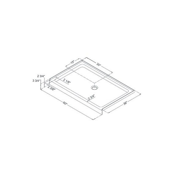 DreamLine DLT-113660 White SlimLine 36" by 60" Single Threshold Shower Base