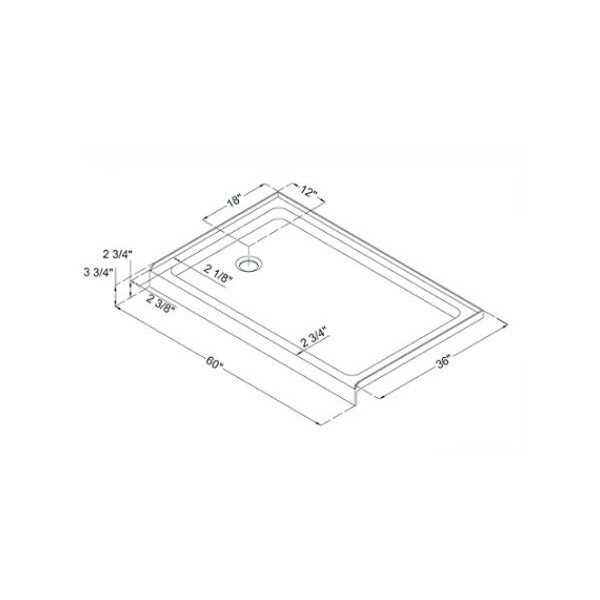 DreamLine DLT-113660 White SlimLine 36" by 60" Single Threshold Shower Base