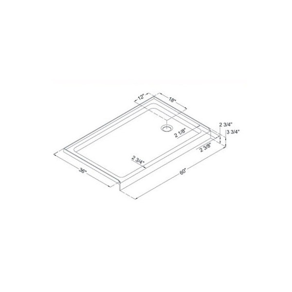 DreamLine DLT-113660 White SlimLine 36" by 60" Single Threshold Shower Base