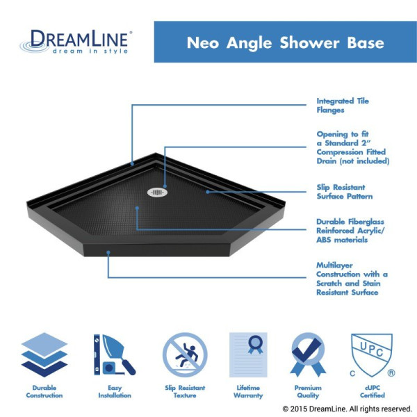 DreamLine DLT-204242 SlimLine 42 Inch by 42 Inch Neo-Angle Shower Receptor