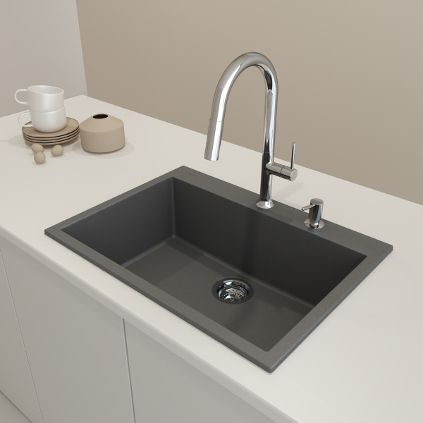 BOCCHI 1634-50x-0126 Campino Uno Dual-Mount 27 Granite Composite Kitchen Sink