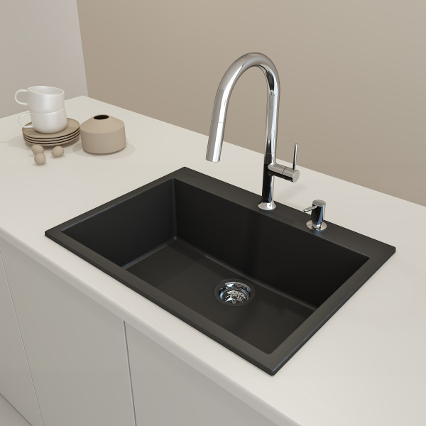 BOCCHI 1634-50x-0126 Campino Uno Dual-Mount 27 Granite Composite Kitchen Sink
