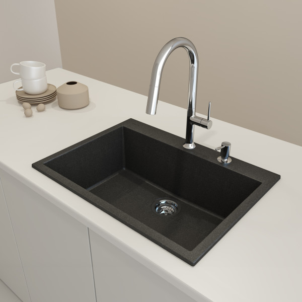 BOCCHI 1634-50x-0126 Campino Uno Dual-Mount 27 Granite Composite Kitchen Sink