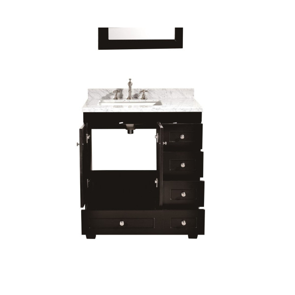 Eviva EVVN69-30 Acclaim C. 30 Inch Transitional Bathroom Vanity with White Carrera Marble Top
