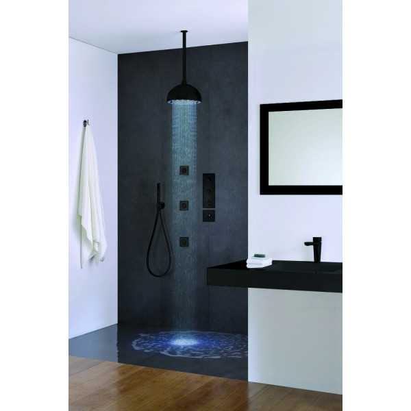 Aquatica DYN-BLCK-MCRD-300 Dynamo Shower Head In Black With LED Lights