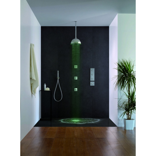 Aquatica DYN-MCRD-300 Dynamo Shower Head In Chrome With Seven colours LED Light