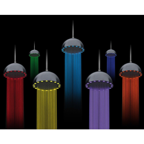 Aquatica DYN-MCRD-300 Dynamo Shower Head In Chrome With Seven colours LED Light