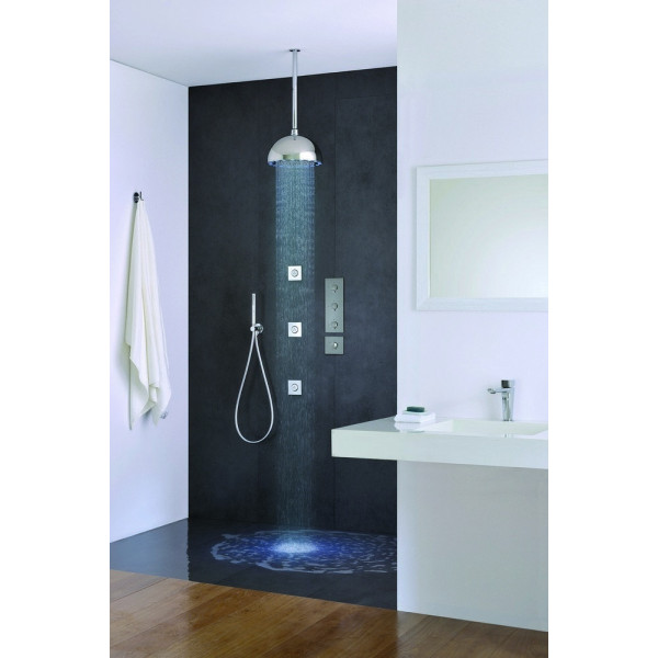 Aquatica DYN-MCRD-300 Dynamo Shower Head In Chrome With Seven colours LED Light
