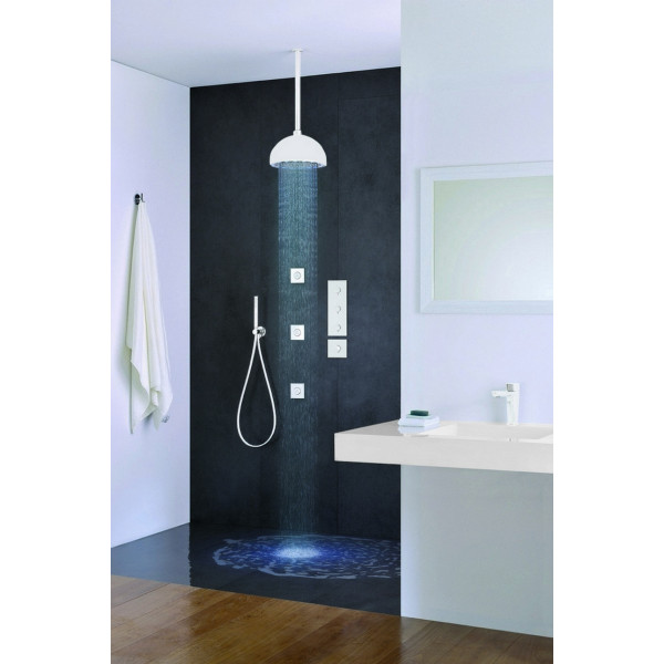 Aquatica DYN-WHT-MCRD-300 Dynamo Round Bathroom Shower Head In White