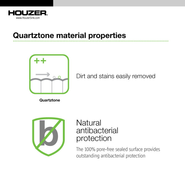 Houzer E-100U Quartztone Series Granite Dual Mount Bar/Prep Sink
