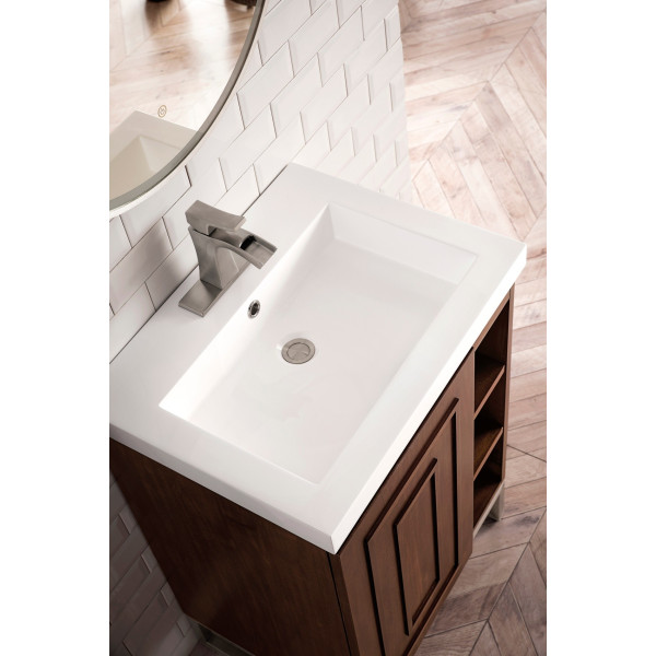 James Martin E110V24BNKWG 24" Single Vanity With White Glossy Composite Top