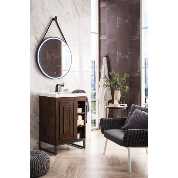 James Martin E110V24MBKWG 24" Single Vanity White Glossy Composite Countertop