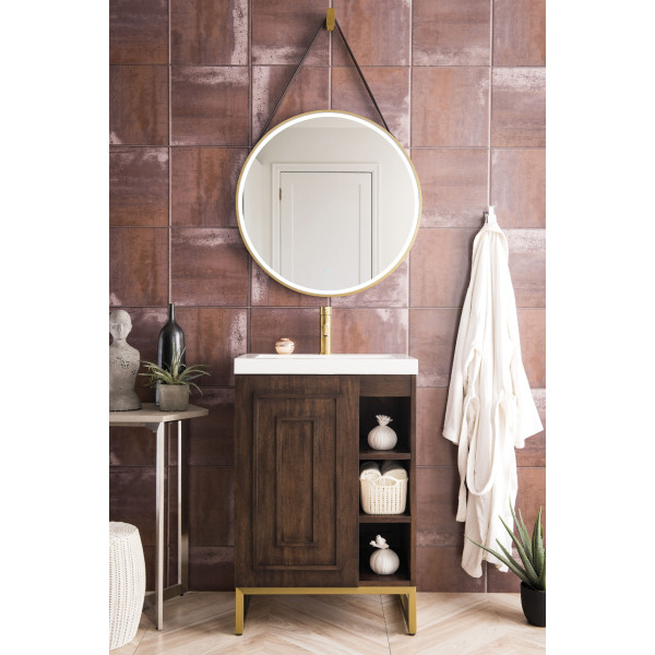James Martin E110V24RDWG 24" Single Vanity White Glossy Composite Countertop