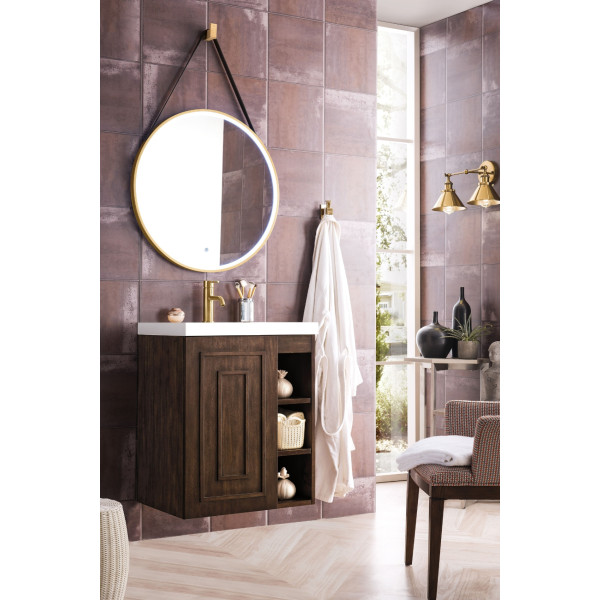 James Martin E110V24MWG 24" Single Vanity With White Glossy Composite Countertop