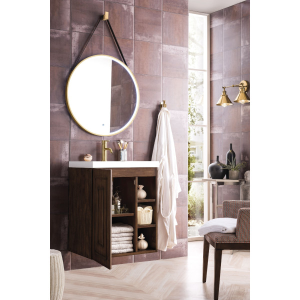 James Martin E110V24MWG 24" Single Vanity With White Glossy Composite Countertop