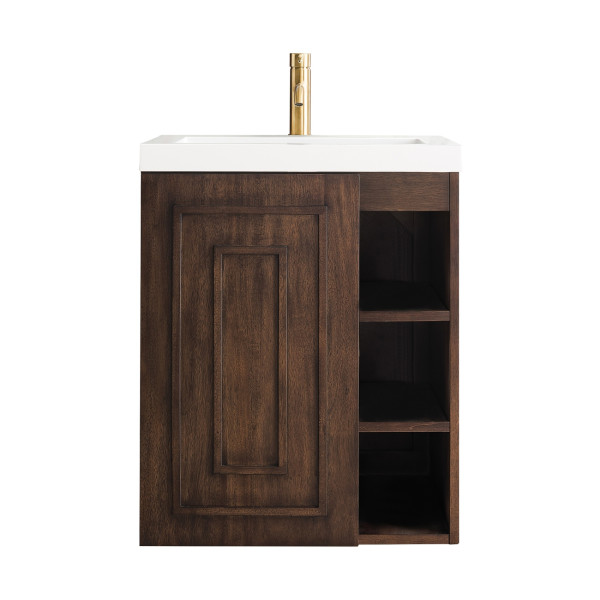 James Martin E110V24MWG 24" Single Vanity With White Glossy Composite Countertop