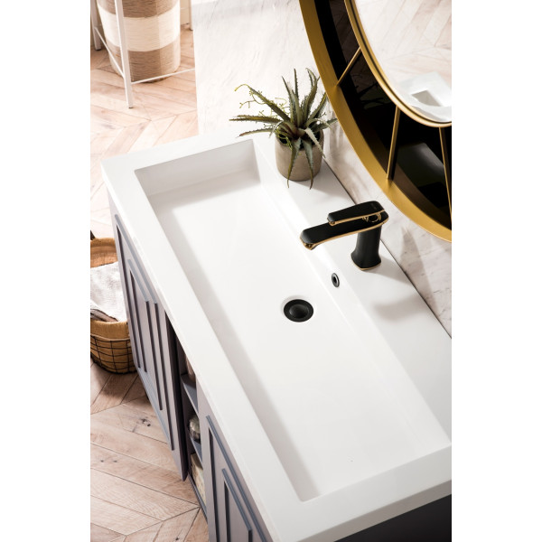 James Martin E110V39.5WG 39.5" Single Vanity With u/ Glossy Composite Countertop