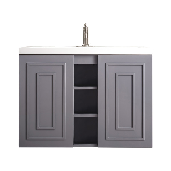 James Martin E110V39.5WG 39.5" Single Vanity With u/ Glossy Composite Countertop
